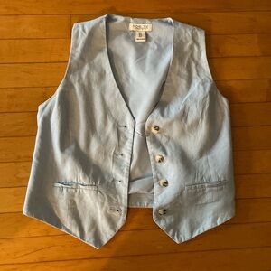 Powder blue linen Rachel Zoe vest